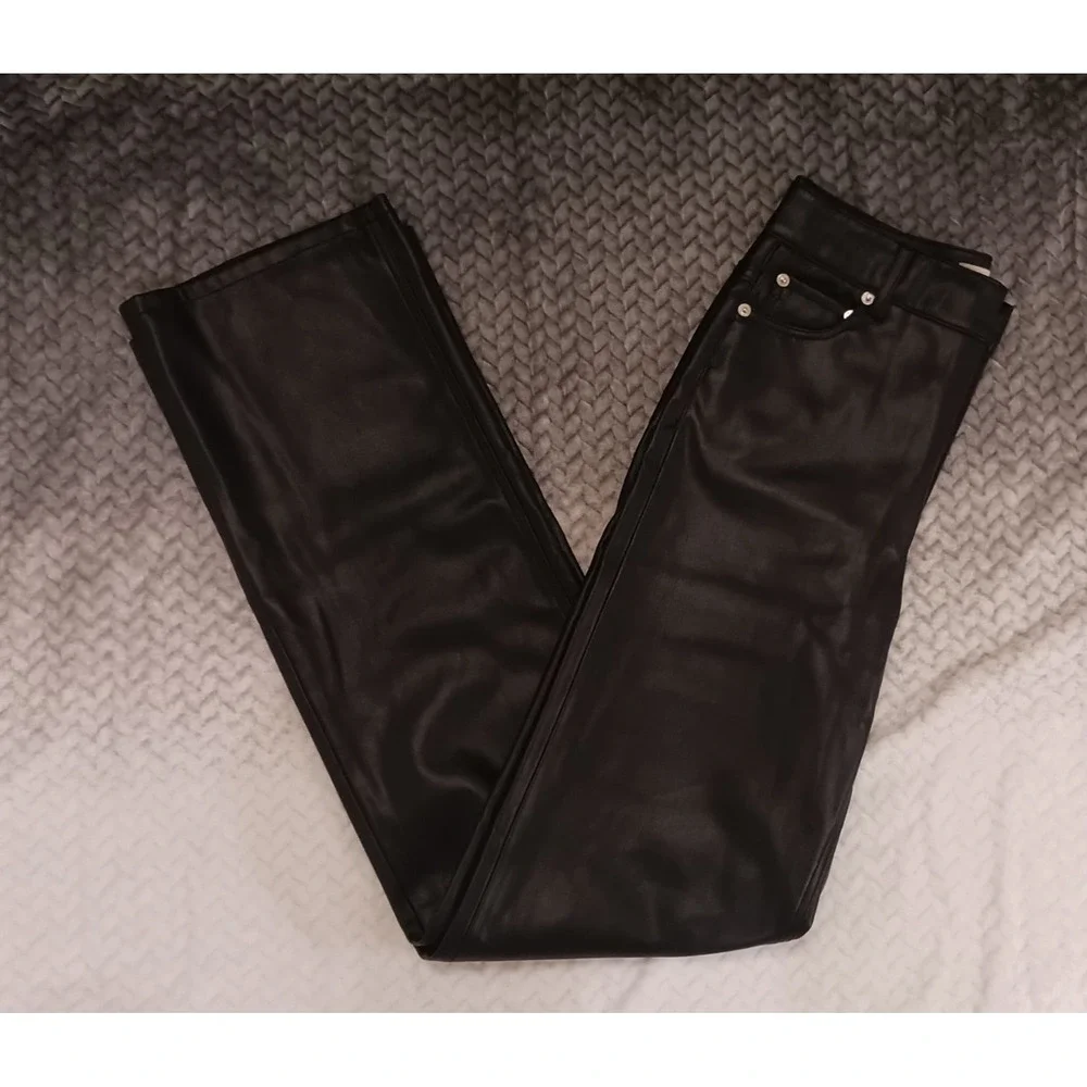 Zara Pants Womens Black Faux Leather Straight Leg EUR‎ 34 US 2 MEX 24 - Picture 4 of 14